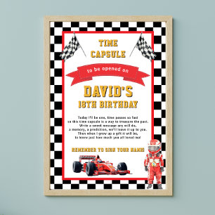 Race Auto Thema Verjaardag Tijd Capsule Spel Poster