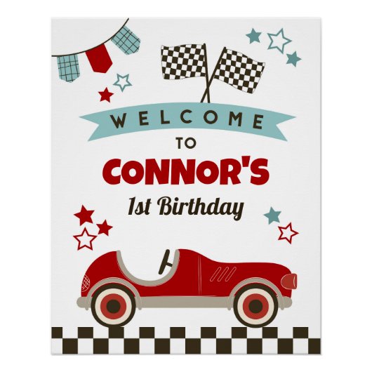 Race auto thema welkomstbord perfect poster (Voorkant)