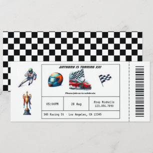 Race Auto Ticket Verjaardagsfeestje Kaart