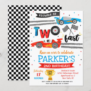  Race Auto Twee Snel 2de Verjaardagsfeest Uitnodig Kaart