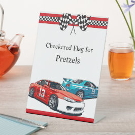 Race Auto Verjaardag, 10e Verjaardag Snack Tafel Reclamebord Met Voetstuk