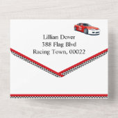 Race auto verjaardag, 10e verjaardag uitnodiging (Achterkant)