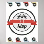 Race Auto Verjaardag Pitstop Bord Poster (Voorkant)