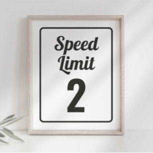 Race Auto Verjaardag Snelheidslimiet Bord Poster
