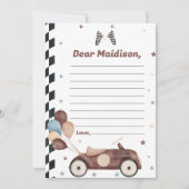 Race auto Verjaardag Tijd Capsule Note Kaart (Voorkant)