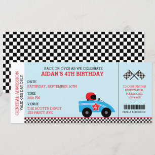 Race Auto Verjaardag Uitnodigingen Boarding Pass T
