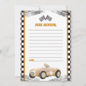 Race Auto Verjaardagsfeest Tijdscapsule Notitiekaa Bedankkaart (Voorkant)