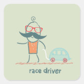 Race-autobestuurder Vierkante Sticker (Voorkant)