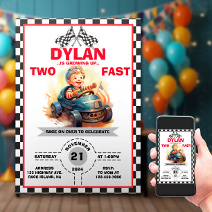 Race auto's 2e verjaardag uitnodigen kaart