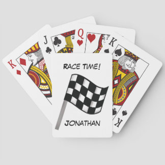 Race Black White Gecontkered Flag Name Persoonlijk Pokerkaarten