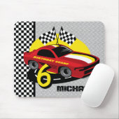 Race Car 6th Birthday Mousepad Muismat (Met muis)