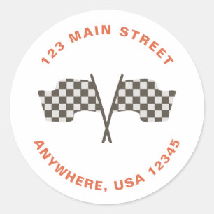 Race Car-adres voor retourzending Ronde Sticker