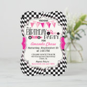 Race Car Anniversaire Fête Carte d'invitation (Debout devant)