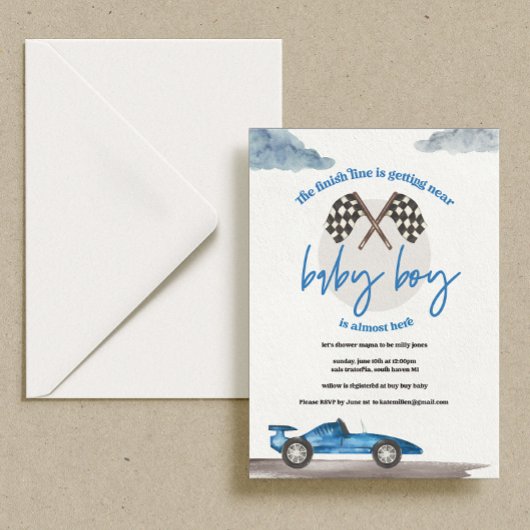 Race Car Baby Douche Invitations