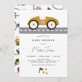Race Car Baby shower Uitnodiging (Voorkant / Achterkant)