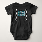 Race car baby zwarte carrosserie romper (Achterkant)