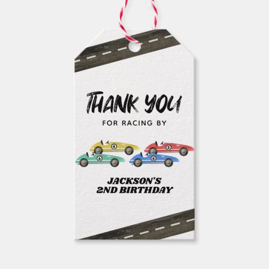 Race Car Birthday Bedankt Cadeaulabel (Voorkant)