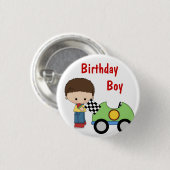 Race Car Birthday Boy Button (Voorkant /achterkant)