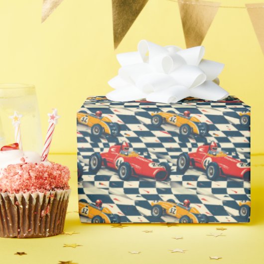 Race Car Birthday Gift Wrap Cadeaupapier (Verjaardagsfeest)