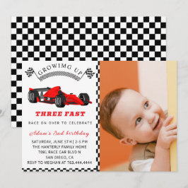 Race Car Birthday Invite – 3rd Birthday Boy Kaart