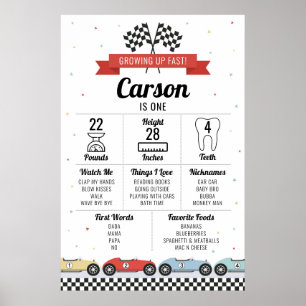 Race Car Birthday Milestone Grafiek Birthday Board Poster