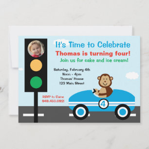 Race Car Birthday Party Invitation Kaart