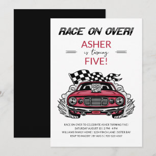 Race Car Birthday Party Invitation Kaart