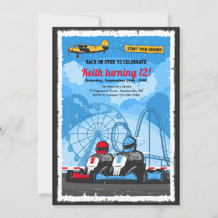 Race Car Birthday Party Invitation Kaart