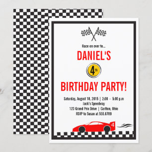 Race Car Birthday Party Kaart