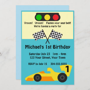 Race Car Birthday Party Kaart