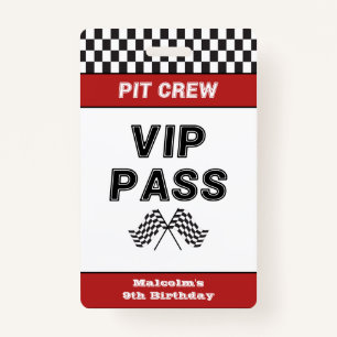 Race Car Birthday Party Pit CreVIP Pit Stop Pit Badge