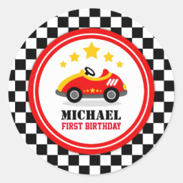 Race Car Birthday Party Ronde Sticker