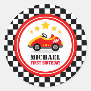 Race Car Birthday Party Ronde Sticker