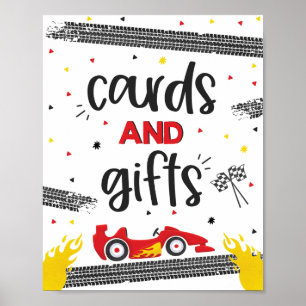 Race Car Birthday party twee snelle kaarten en cad Poster