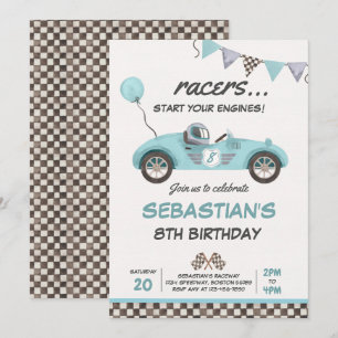 Race Car Birthday Red Racing Track Birthday Kaart