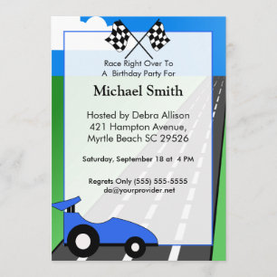 Race Car Birthday Uitnodiging