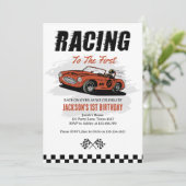 Race Car Birthday Uitnodiging (Staand voorkant)