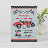 Race Car Birthday Uitnodiging (Staand voorkant)