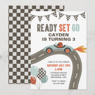 Race Car Birthday Uitnodiging