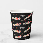 Race Car Black en Red First Birthday Custom Papieren Bekers (Achterkant)