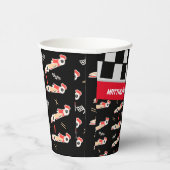 Race Car Black en Red First Birthday Custom Papieren Bekers (Rechts)