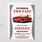 Race Car Boy 2e Invitation Anniversaire (Devant / Derrière)