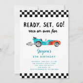 Race Car Boy Birthday Party Kaart (Voorkant)