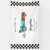 Race Car Boy Birthday Welkom Spandoek (Verticaal)