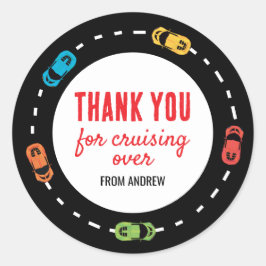 Race Car Boys Verjaardag Dank u wel Ronde Sticker