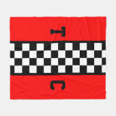 Race Car Checkered Pattern Red Monogramed Fleece Deken (Voorkant (Horizontaal))