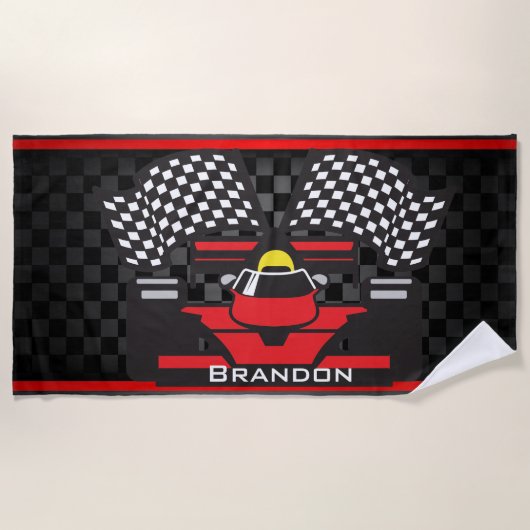 Race Car Design Beach Towel Strandlaken (Voorkant)