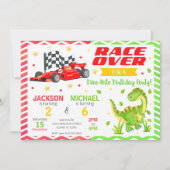 Race Car & Dinosaur Joint Birthday Invitation (Devant)
