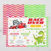 Race Car & Dinosaur Joint Birthday Invitation (Devant / Derrière)