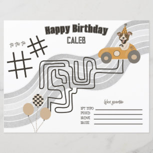 Race Car Dog Reversisible Colour Activity Page